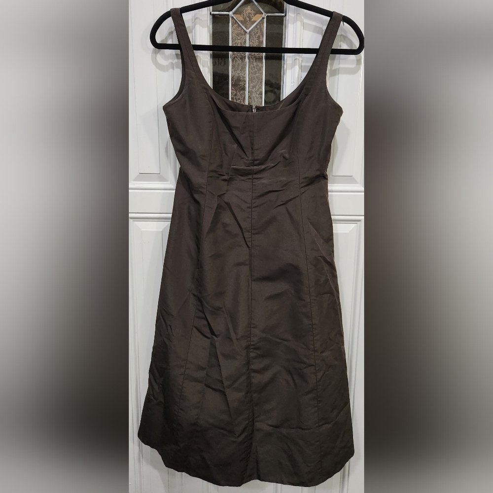 J. Crew chocolate brown crisp silk a-line dress women's size 2